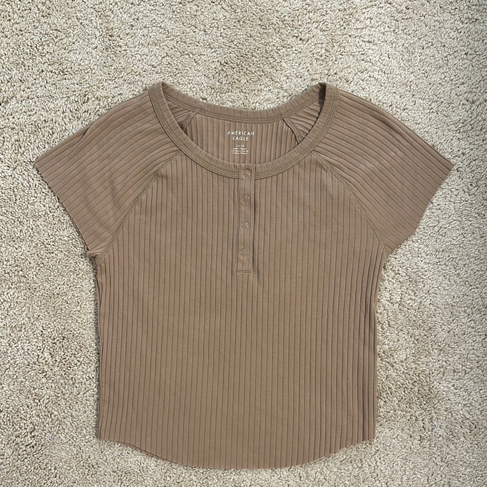 American Eagle Outfitters Brown Fitted Polo T-Shirt